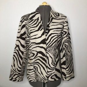 Kemp & Company Zebra Open Front LinenvBlazer Size 10